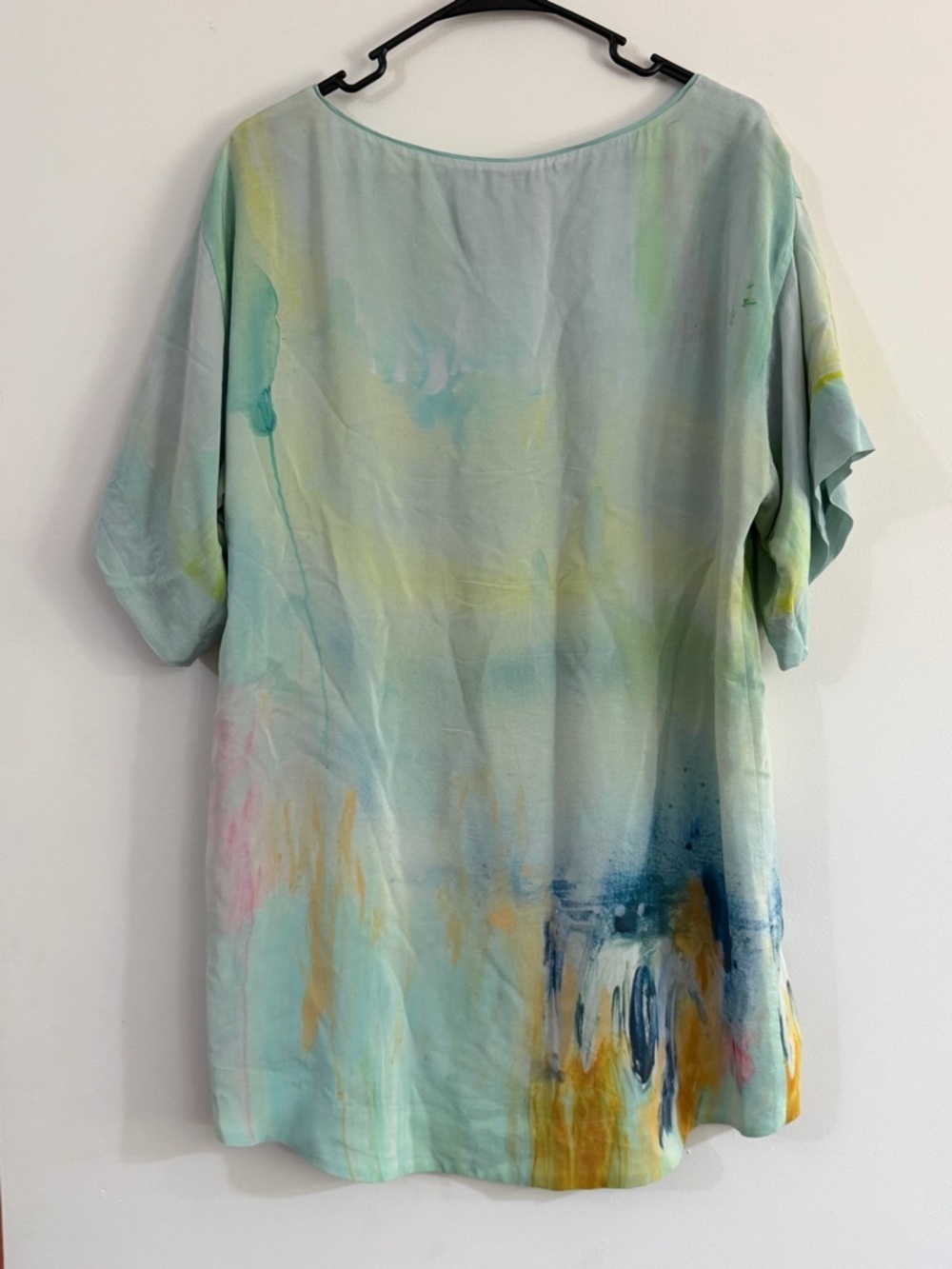 Anthropologie Maeve PAINTED SILK Watercolor Claire Desjardins Med Tunic Top Boho - Picture 7 of 8